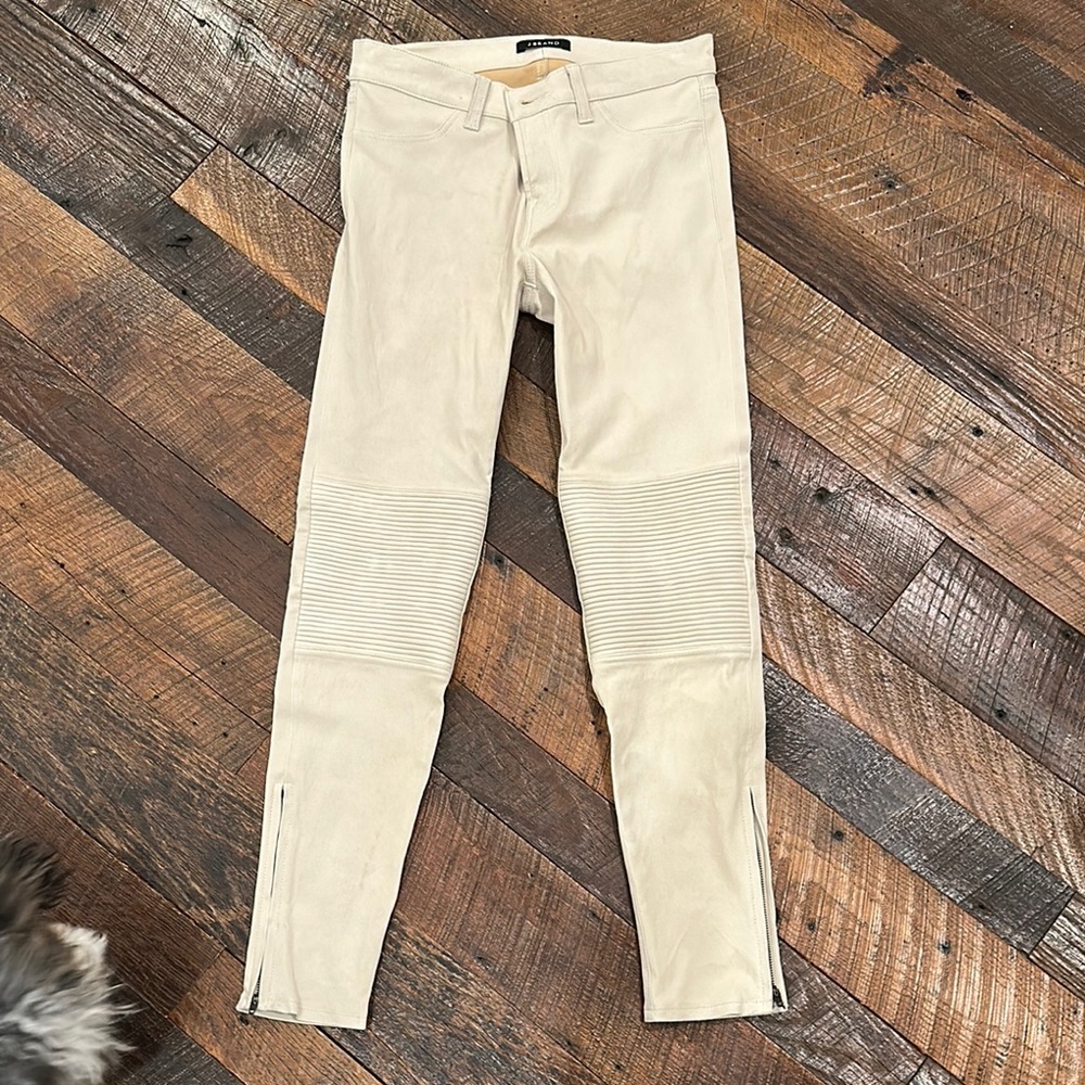 Beige Moto Skinny Jeans